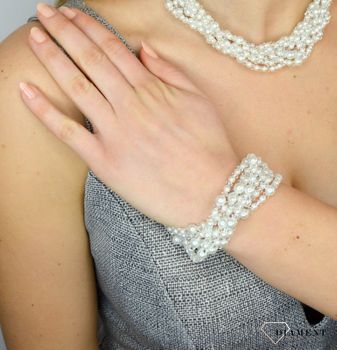 Bransoleta z kamieniami Swarovskiego i perłami syntetycznymi BR 624  Bransoleta Swarovski element w kolorze jasnego brązu, wykonana ze srebra próby 925 oraz ekskluzywnych kryształów Swarovski® cryst (4).JPG